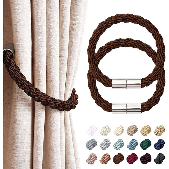 Strong Magnetic Curtain Tiebacks Modern Simple Style Drape Tie Backs Convenient Decorative Weave Rope Curtain Holdbacks for Thin or Thick Home & Office Window Draperies
