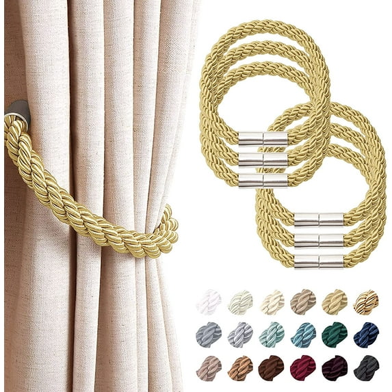 Strong Magnetic Curtain Tiebacks Modern Simple Style Drape Tie Backs Convenient Decorative Weave Rope Curtain Holdbacks for Thin or Thick Home & Office Window Draperies