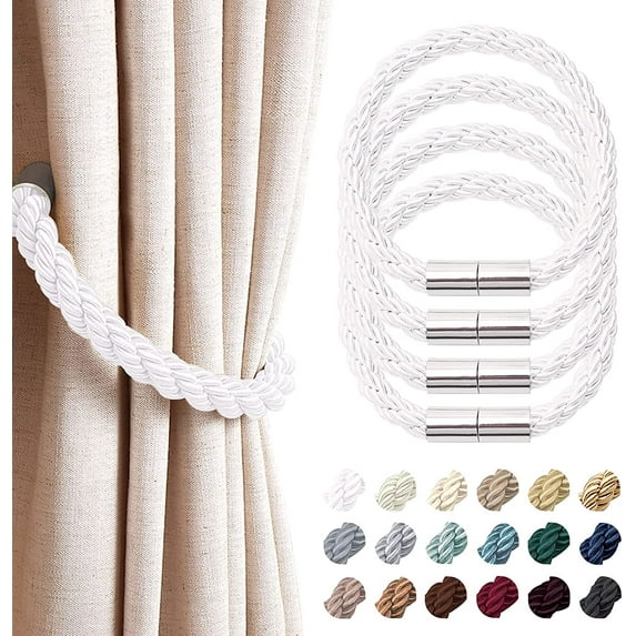 Strong Magnetic Curtain Tiebacks Modern Simple Style Drape Tie Backs Convenient Decorative Weave Rope Curtain Holdbacks for Thin or Thick Home & Office Window Draperies