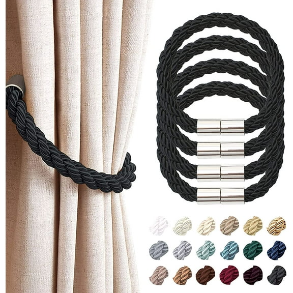 Strong Magnetic Curtain Tiebacks Modern Simple Style Drape Tie Backs Convenient Decorative Weave Rope Curtain Holdbacks for Thin or Thick Home & Office Window Draperies