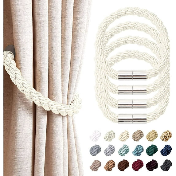 Strong Magnetic Curtain Tiebacks Modern Simple Style Drape Tie Backs Convenient Decorative Weave Rope Curtain Holdbacks for Thin or Thick Home & Office Window Draperies
