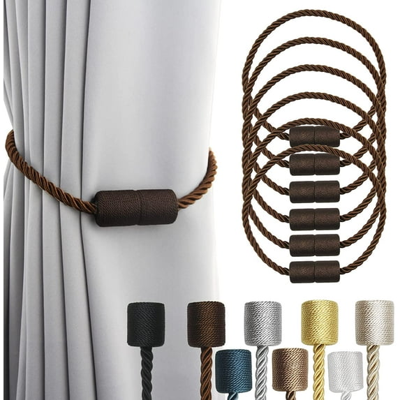 Strong Magnetic Curtain Tiebacks Outdoor Elegant Decorative Tie Backs Modern Rope Tiebacks for Drapes Window Curtain Holdbacks for Draperies- Black