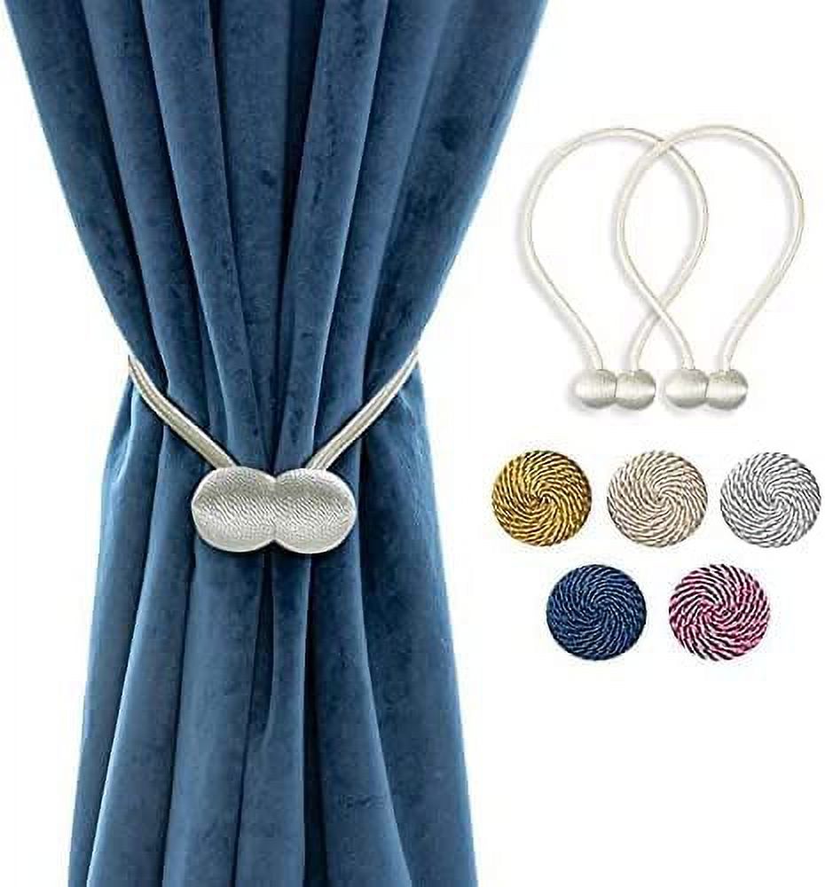 4 Pieces Magnetic Curtain Tiebacks Gold Braided Curtain Buckle Holder Rope 45cm for Home Window Decoration