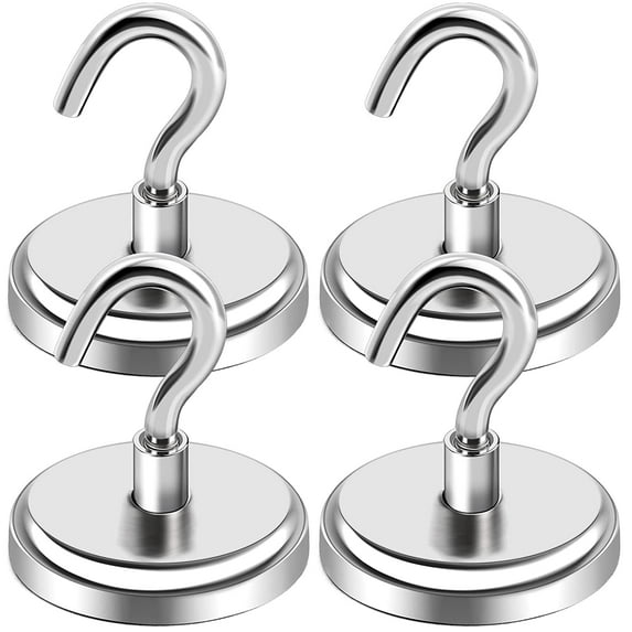 Strong Magnetic Hooks, 100 lb Magnetic Hooks Heavy Duty for Hanging, Cruise, Grill, Fridge, Kitchen, Office, Workplace- 4pack