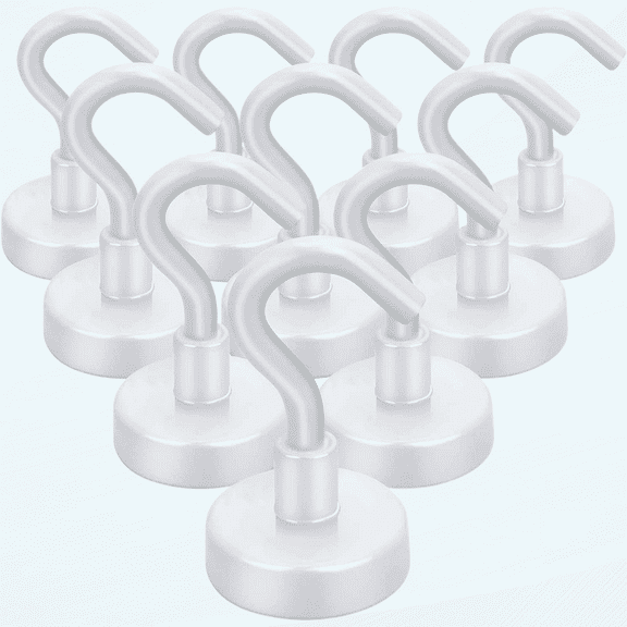 Strong Magnetic Hooks Heavy Duty, 22Lbs Rare Earth Magnets for Refrigerator, Home, Kitchen, Office , Cruise \u2013 10 Pack(White)