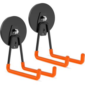 Strong Magnetic Hooks Heavy Duty Neodymium Magnet Tool Holder Large Magnet Garage Hooks for Hanging Broom, Mop, Shovel, Drill, Toolbox, Locker, Container, Tool Chest, 2PCS