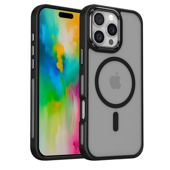 Strong Magnetic Phone Case for iPhone 14 Pro Max [Military-Grade Protection] [Metal Camera/Keys] Compatible with MagSafe,Shockproof Dustproof Anti-fall Slim Thin fit Phone case,Black