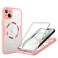 thumbnail image 1 of Strong Magnetic Phone Case for For iPhone 15,[Built-in Screen Protector][Compatible with Magsafe][Military Shockproof Dropproof] Heavy Duty Transparent Phone Case Cover,Pink, 1 of 8