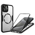 thumbnail image 1 of Strong Magnetic Phone Case for For iPhone 15 Pro,[Built-in Screen Protector][Compatible with Magsafe][Military Shockproof Dropproof] Heavy Duty Transparent Phone Case Cover,Black, 1 of 8