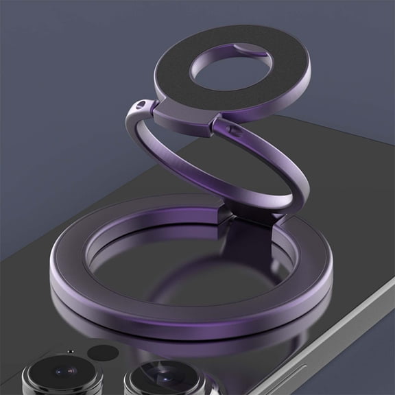 Strong Magnetic Phone Grip with Double-Sided Magnet, 360° Rotating Ring Holder Kickstand for iPhone 17 16 15 14 13 12 Series & for Samsung Galaxy S26 S25 S24 Series, Purple