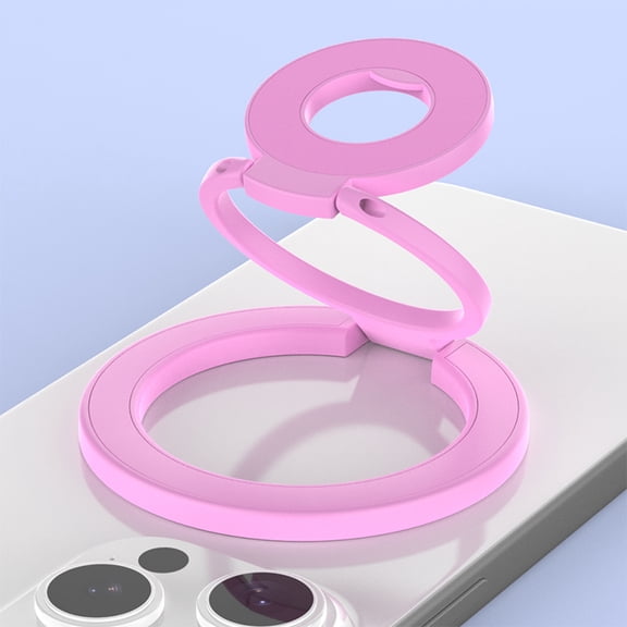 Strong Magnetic Phone Grip with Double-Sided Magnet, 360° Rotating Ring Holder Kickstand for iPhone 17 16 15 14 13 12 Series & for Samsung Galaxy S26 S25 S24 Series, Pink