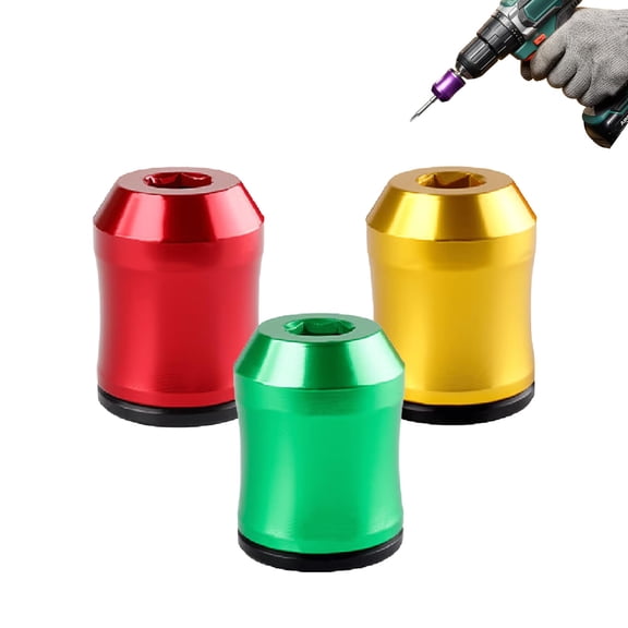 Strong Magnetic Screw Ring,1/4"/6.35 mm Aluminum Alloy Magnetic Screw Holder, Dual-Mag Magnetizer & Demagnetizer, Anti-Slip Hex Design