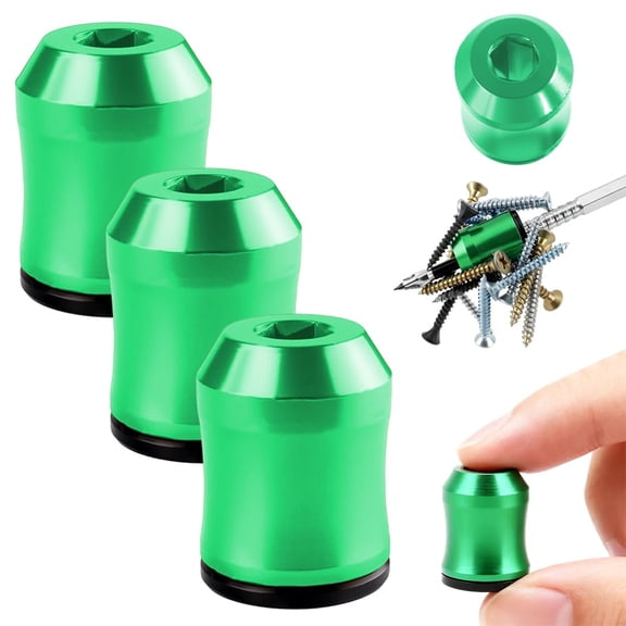Strong Magnetic Screw Ring,1/4"/6.35 mm Aluminum Alloy Magnetic Screw Holder, Dual-Mag Magnetizer & Demagnetizer, Anti-Slip Hex Design