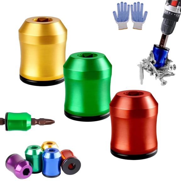Strong Magnetic Screw Ring, 1/4 Inch/6.35mm Universal Magnetic Screw Ring Head,Removable Screwdriver Bit Holder for Hex Screwdriver and Power Bits