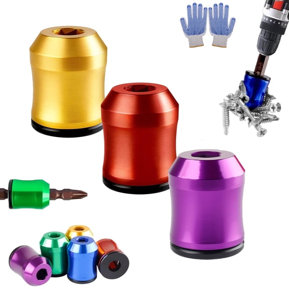 Strong Magnetic Screw Ring, 1/4 Inch/6.35mm Universal Magnetic Screw Ring Head,Removable Screwdriver Bit Holder for Hex Screwdriver and Power Bits