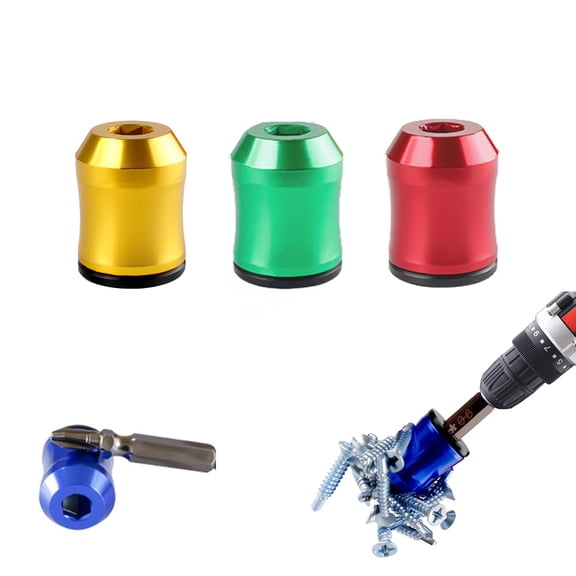 Strong Magnetic Screw Ring 1/4 Inch Hex Bit Holder, Alloy Removable Magnetic Drill & Screwdriver Bit Magnetizer Ring for DIY, Household, Woodworking & Appliance Repair