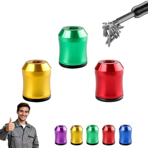 Strong Magnetic Screw Ring - Never Drop Another Screw Again, Universal Magnetic Bit Adapter for Drill, Removable Bit Magnetizer Ring 1/4 inch/ 6.35 mm for Hex Screwdrivers and Power Bits (3Pcs/D)