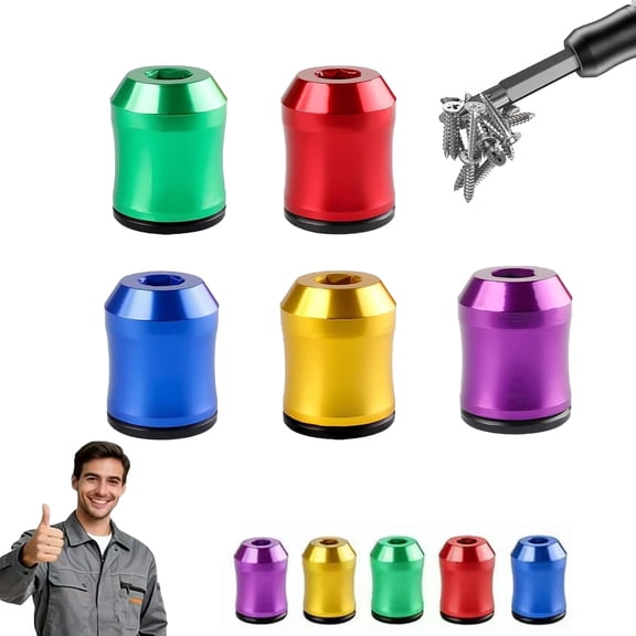 Strong Magnetic Screw Ring - Never Drop Another Screw Again, Universal Magnetic Bit Adapter for Drill, Removable Bit Magnetizer Ring 1/4 inch/ 6.35 mm for Hex Screwdrivers and Power Bits (5Pcs-Mix)