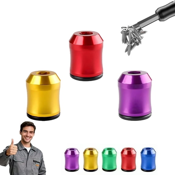 Strong Magnetic Screw Ring - Never Drop Another Screw Again, Universal Magnetic Bit Adapter for Drill, Removable Bit Magnetizer Ring 1/4 inch/ 6.35 mm for Hex Screwdrivers and Power Bits (3Pcs/B)
