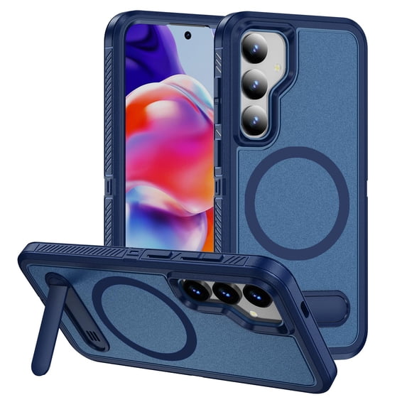 Strong Magnetic & Seamless Stand Designed for Samsung Galaxy S24 Case, Compatible with MagSafe, for Galaxy S24 Phone Case, Ultra Slim Frosted Matte Non Slip Drop Protection, Royalblue+Blue