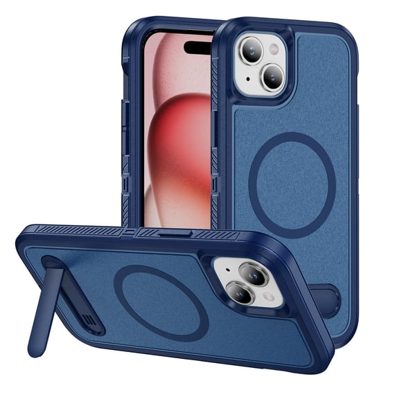Strong Magnetic & Seamless Stand Designed for iPhone 14 / 13 Case, Compatible with MagSafe, for iPhone 14 / 13 Phone Case, Ultra Slim Frosted Matte Non Slip Drop Protection, Royalblue+Blue