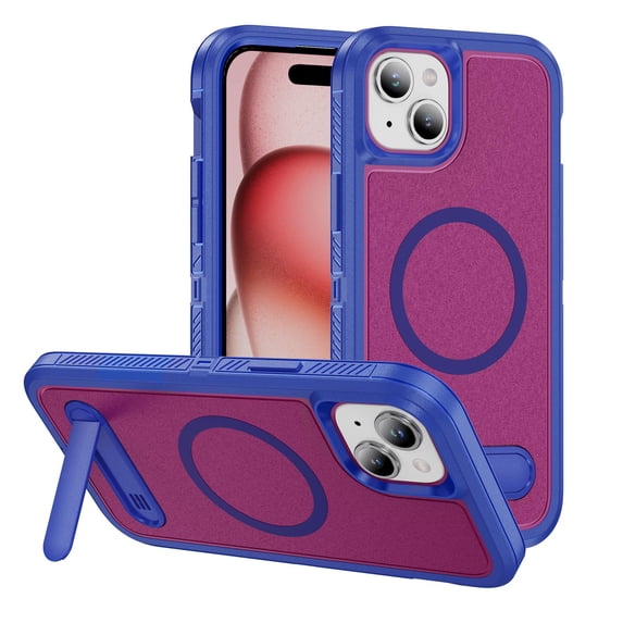 Strong Magnetic & Seamless Stand Designed for iPhone 15 Case, Compatible with MagSafe, for iPhone 15 Phone Case, Ultra Slim Frosted Matte Non Slip Drop Protection, Blue+Rose