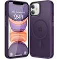 thumbnail image 1 of Strong Magnetic for iPhone 11 Case Compatible with Magsafe, [13FT Drop Resistant] Translucent Matte Skin Feeling Back, Aluminum Alloy Keys Shockproof Phone Case iPhone 11, Deep Purple, 1 of 14