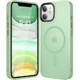 thumbnail image 1 of Strong Magnetic for iPhone 11 Case Compatible with Magsafe, [13FT Drop Resistant] Translucent Matte Skin Feeling Back, Aluminum Alloy Keys Shockproof Phone Case iPhone 11, Light Green, 1 of 14