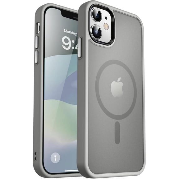 Strong Magnetic for iPhone 12 Case/iPhone 12 Pro Case, [Compatible with Magsafe][Mil-Grade Drop Protection] Slim Shockproof Translucent Protective Phone Case for iPhone 12/12 Pro,Titanium Gray