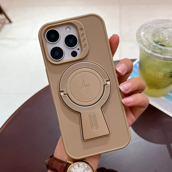 Strong Magnetic for iPhone 13 Phone Case Built-in Y Kickstand,Compatible with MagSafe,Anti-fall Shockproof Protective Heavy Duty Solid Color Phone Case for Men Women Girls,Gold