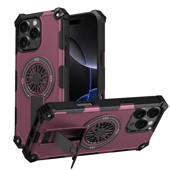 Strong Magnetic for iPhone 13 Pro Case with Hidden Stand, Compatible with Mag-Safe, Military Grade Drop Protection, Built-in Kickstand for iPhone 13 Pro Heavy Duty Shockproof Cover, Purple