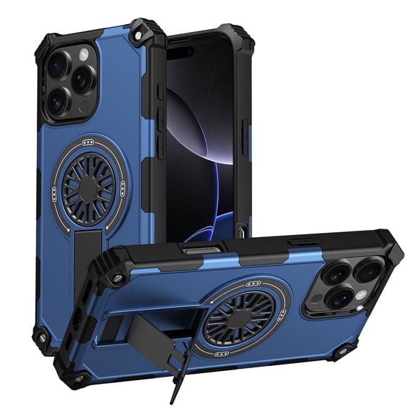 Strong Magnetic for iPhone 13 Pro Max Case with Hidden Stand, Compatible with Mag-Safe, Military Grade Drop Protection, Built-in Kickstand for iPhone 13 Pro Max Heavy Duty Shockproof Cover, Blue