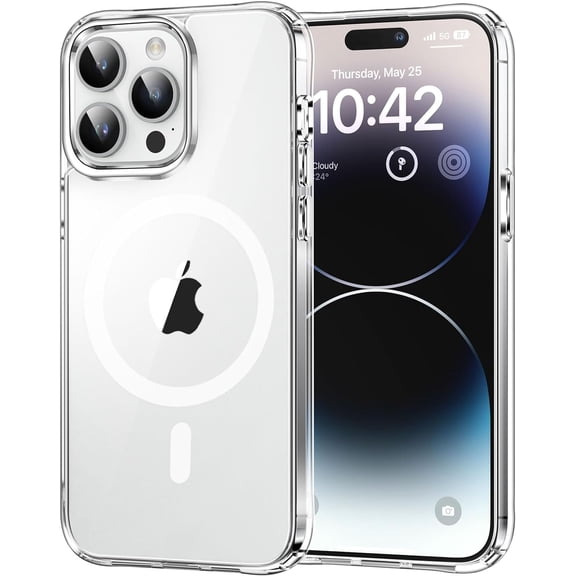 Strong Magnetic for iPhone 14 Pro Case Clear, [Non-Yellowing][Compatible with Magsafe][Military Drop Protection] Slim Shockproof Protective Phone Case for iPhone 14 Pro Phone Case 6.1",Clear