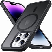 Strong Magnetic for iPhone 14 Pro Case, [Compatible with Magsafe] [Military Grade Drop Protection] Protective Shockproof Translucent Slim Phone Case for iPhone 14 Pro, Black