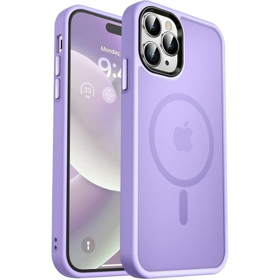 Strong Magnetic for iPhone 14 Pro Max Case [Compatible with Magsafe] [10FT Military Grade Protective] Translucent Matte Slim Shockproof Case for iPhone 14 Pro Max 6.7" - Light Purple