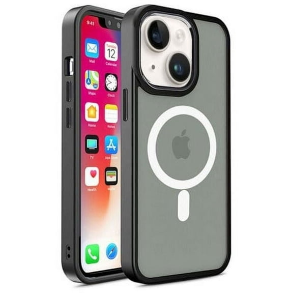 Strong Magnetic for iPhone 15 Plus Case, [Compatible with Magsafe] [Military Grade Drop Protection] Protective Shockproof Heavy Duty Translucent Slim Phone Case for iPhone 15 Plus, Black