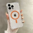 thumbnail image 1 of Strong Magnetic for iPhone 15 Plus Clear Phone Case, [Compatible with Magsafe][Military Drop Protection] Slim Shockproof Anti-fall Protective Phone Case for iPhone 15 Plus Phone Case,Orange, 1 of 6