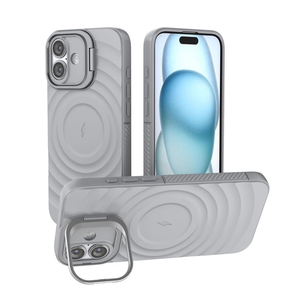 Strong Magnetic for iPhone 16 Plus Case, Military Grade Drop Protection, Compatible with MagSafe, Built-in Camera Cover Kickstand, Matte Slim Phone Cover for iPhone 16 Plus, Gray