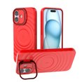 thumbnail image 1 of Strong Magnetic for iPhone 16 Plus Case, Military Grade Drop Protection, Compatible with MagSafe, Built-in Camera Cover Kickstand, Matte Slim Phone Cover for iPhone 16 Plus, Red, 1 of 4