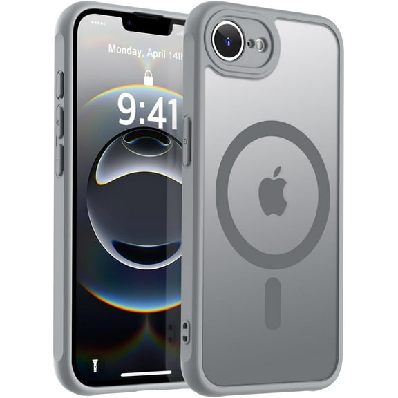 Strong Magnetic for iPhone 16e Case [Compatible with Magsafe] [Full Camera Protection] Slim Translucent Matte Shockproof Cover for iPhone 16e Phone Case 6.1'',Titanium Gray
