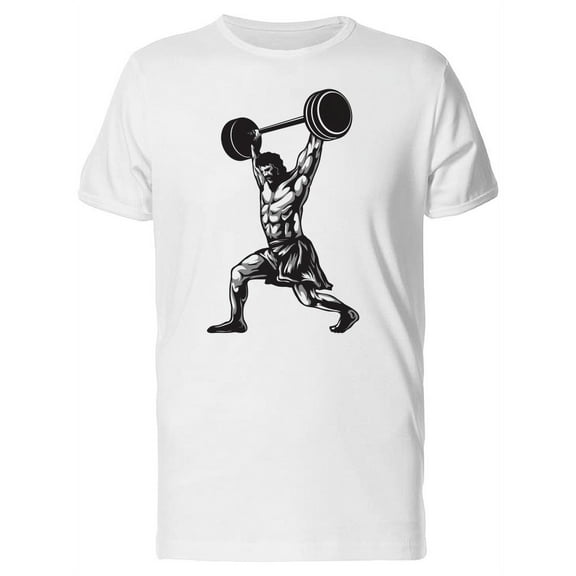 Strong Man Lifting Heavy Weights T-Shirt Men -Image by Shutterstock, Male XX-Large
