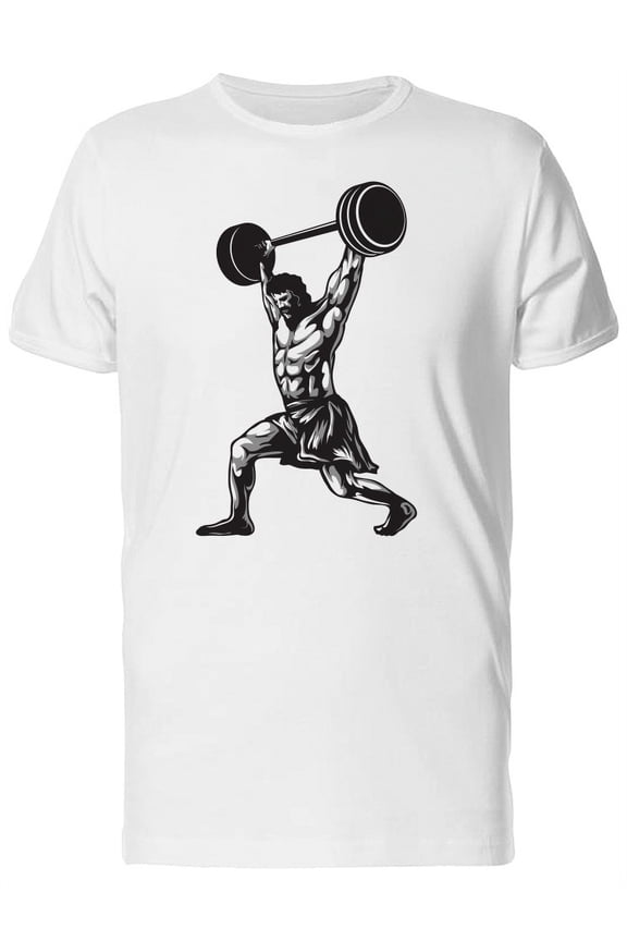 Strong Man Lifting Heavy Weights T-Shirt Men -Image by Shutterstock, Male XX-Large