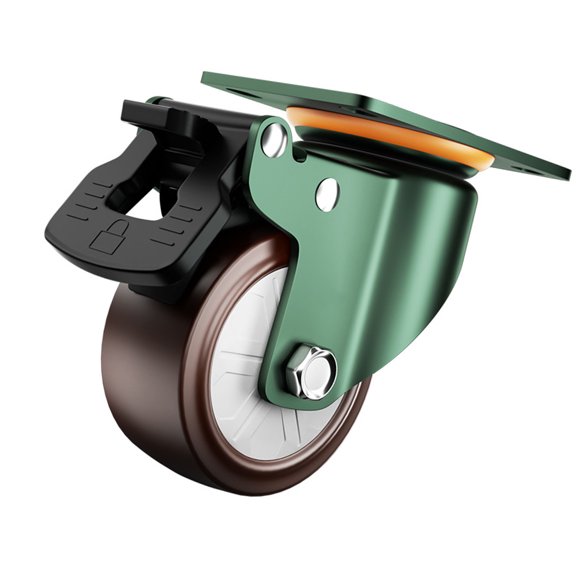 Strong Metal Rotating Caster Wheel With Simple Lock Brake 66x70mm Dimensions Perfect For Kitchen And Bathroom Furniture