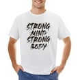 thumbnail image 1 of Strong Mind Strong Body Vintage T-shirt Mens Cotton Classic Crewneck Short Sleeve Tees Unisex White XL, 1 of 5