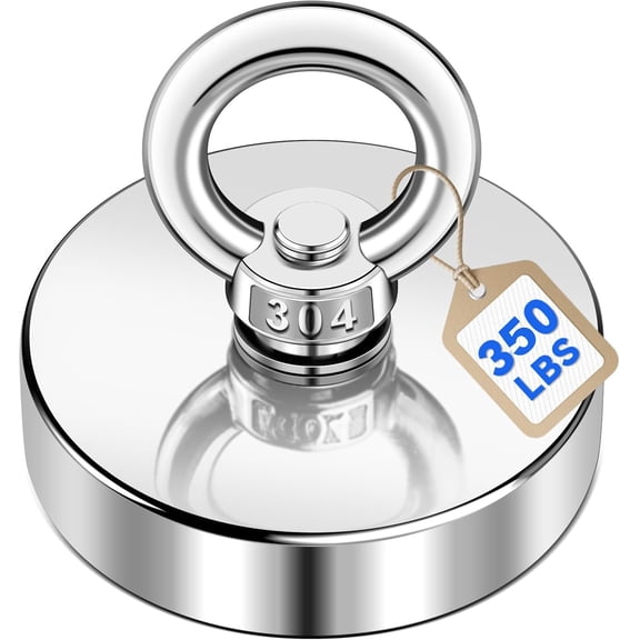 Strong Neodymium Fishing Magnets 350 Lbs(158 KG) Pulling Force Rare Earth Magnet with Lifting Countersunk Hole Eyebolt Diameter 1.97 inch(50 mm) for Retrieving in River and Magnetic