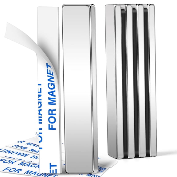Strong Neodymium Magnets, Rare Earth Magnet with Adhesive Backing | Super Strong Bar Magnets, Waterproof Heavy Duty Magnet Strip for Fridge, Office, Crafts, DIY, 60x10x3 mm, 5Pcs, Silver