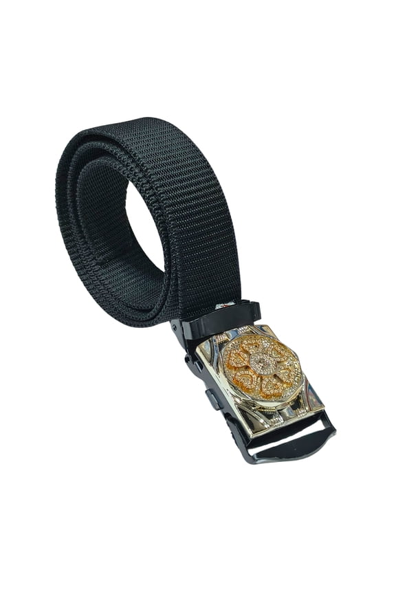 Strong Nylon Belt with Golden Lock Buckle | Adjustable and Comfortable Everyday Strap.