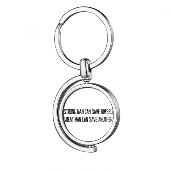 Strong Or Great Man Description Rotating Keychain Metal Keyring Holder