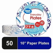 Strong Patterned Disposable Paper Plates 50 Count Barbecue Dishes Snacks 10 In