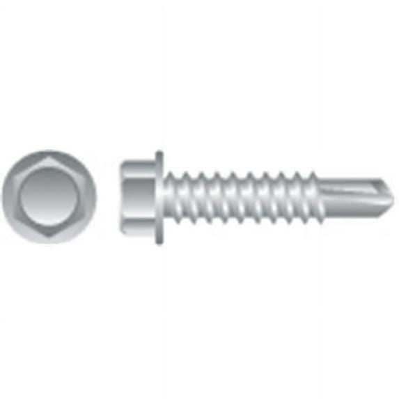 Strong-Point 4H1220 12-14 x 1.25 in. 410 Stainless Steel Unslotted Indented Hex Washer Head Screws Passivated and Waxed Box of 3 000